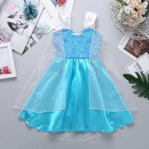  TiaoBug Kids Girls Princess Snowflake Fancy Dress Halloween Costume Cosplay Party Dress