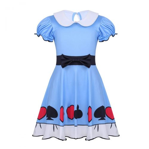  TiaoBug Kids Girls Puff Sleeve Princess Dress Carnival Christmas Party Cosplay Costume