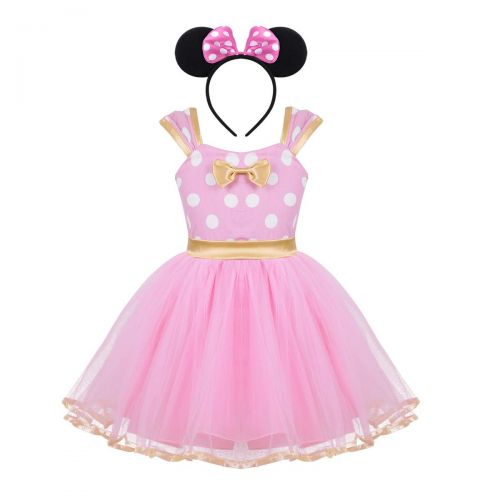  TiaoBug Kids Girls Polka Dots Dress Halloween Christmas Costume with Headband Princess Birthday Party Outfits