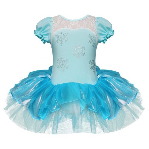  TiaoBug Girls Short Puff Ruffle Sleeves Priness Anna Tulip Ballet Dance Tutu Dress Leotard Dancewear Costumes