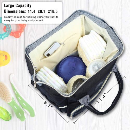  [아마존베스트]Wide Open Designed Baby Diaper Bag, Ticent Multi-Function Travel Backpack Nappy Tote Bags for Mom & Dad, Large Capacity, Black