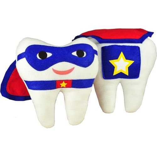  Tickle & Main - Tooth Fairy Superhero Pillow with Notepad and Keepsake Pouch. 3 Piece Set Includes Boys Pillow with Pocket, Dear Tooth Fairy Notepad, Keepsake Photo Pouch