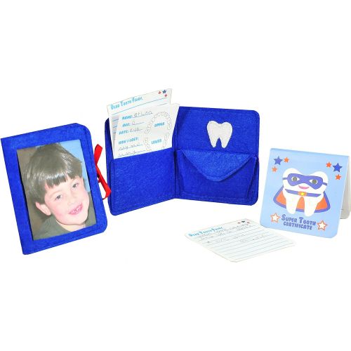  Tickle & Main - Tooth Fairy Superhero Pillow with Notepad and Keepsake Pouch. 3 Piece Set Includes Boys Pillow with Pocket, Dear Tooth Fairy Notepad, Keepsake Photo Pouch