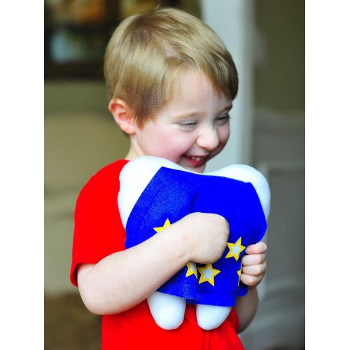  Tickle & Main - Tooth Fairy Superhero Pillow with Notepad and Keepsake Pouch. 3 Piece Set Includes Boys Pillow with Pocket, Dear Tooth Fairy Notepad, Keepsake Photo Pouch