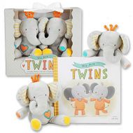 [아마존베스트]Tickle & Main We are Twins - Baby and Toddler Twin Gift Set- Includes Keepsake Book and Set of 2 Plush Elephant Rattles for Boys and Girls. Perfect for Newborn Infant - Baby Shower - Toddler Bir