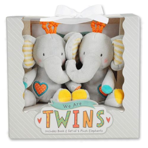  [아마존베스트]Tickle & Main We are Twins - Baby and Toddler Twin Gift Set- Includes Keepsake Book and Set of 2 Plush Elephant Rattles for Boys and Girls. Perfect for Newborn Infant - Baby Shower - Toddler Bir