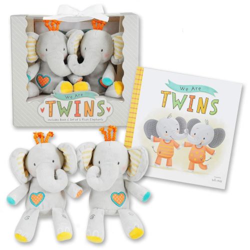  [아마존베스트]Tickle & Main We are Twins - Baby and Toddler Twin Gift Set- Includes Keepsake Book and Set of 2 Plush Elephant Rattles for Boys and Girls. Perfect for Newborn Infant - Baby Shower - Toddler Bir