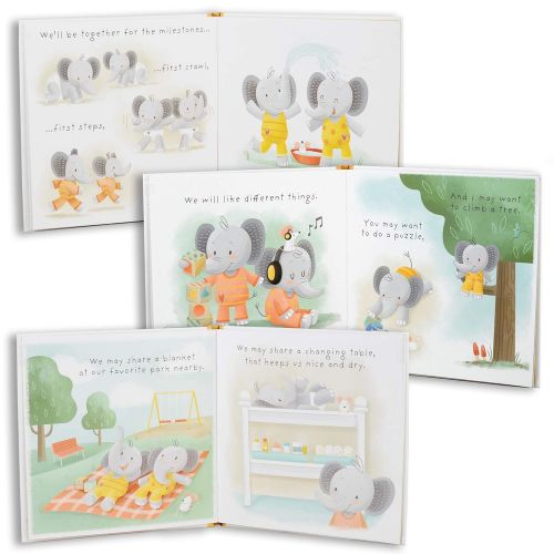  [아마존베스트]Tickle & Main We are Twins - Baby and Toddler Twin Gift Set- Includes Keepsake Book and Set of 2 Plush Elephant Rattles for Boys and Girls. Perfect for Newborn Infant - Baby Shower - Toddler Bir