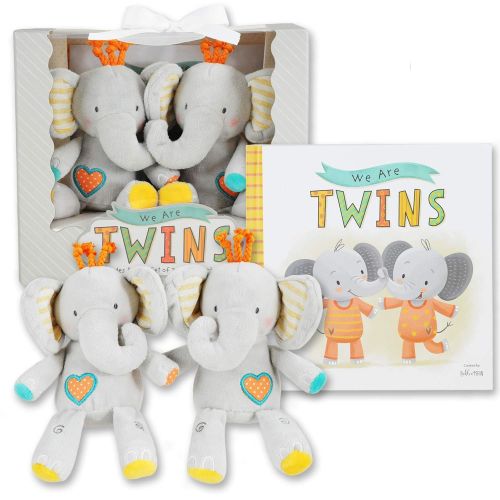  [아마존베스트]Tickle & Main We are Twins - Baby and Toddler Twin Gift Set- Includes Keepsake Book and Set of 2 Plush Elephant Rattles for Boys and Girls. Perfect for Newborn Infant - Baby Shower - Toddler Bir