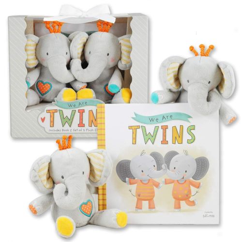  [아마존베스트]Tickle & Main We are Twins - Baby and Toddler Twin Gift Set- Includes Keepsake Book and Set of 2 Plush Elephant Rattles for Boys and Girls. Perfect for Newborn Infant - Baby Shower - Toddler Bir