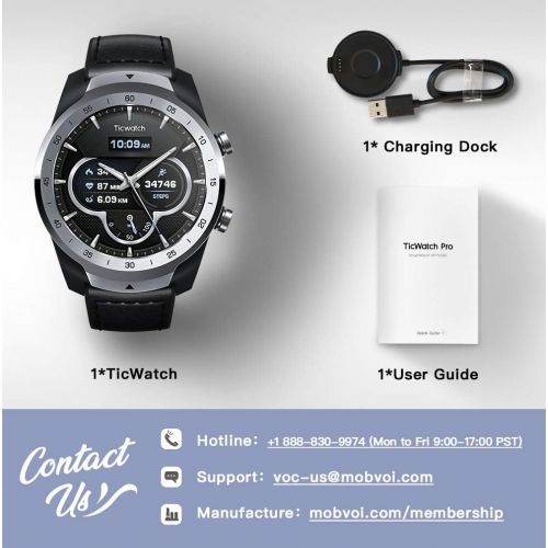  [아마존 핫딜] [아마존핫딜]Ticwatch Pro, Premium Smartwatch with Layered Display for Long Battery Life, NFC Payment and GPS Build-in, Wear OS by Google, Compatible with iOS and Android (Silver)