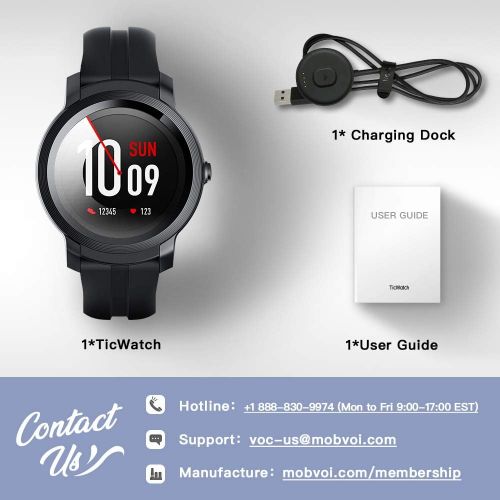  [아마존핫딜][아마존 핫딜] Ticwatch TicWatch E2, Waterproof Smartwatch with 24 Hours Heart Rate Monitor, Wear OS by Google, Compatible with Android and iOS