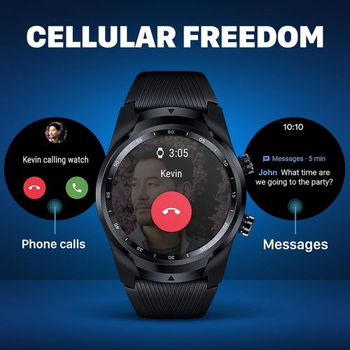  TicWatch Pro 4G LTE Cellular Smartwatch GPS NFC Wear OS by Google Android Health and Fitness Tracker with Calls Notifications Music Swim Sleep Tracking Heart Rate Monitor US Versio