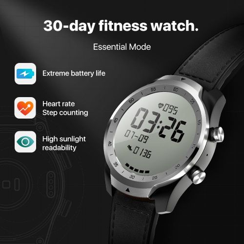  Ticwatch TicWatch Pro Bluetooth Smart Watch, Layered Display, NFC Payment, Google Assistant, Wear OS by Google (Formerly Android Wear),Compatible with iPhone and Android (Black)