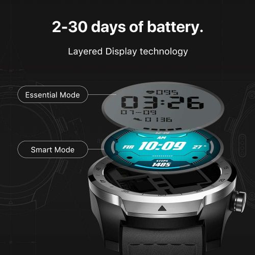  Ticwatch TicWatch Pro Bluetooth Smart Watch, Layered Display, NFC Payment, Google Assistant, Wear OS by Google (Formerly Android Wear),Compatible with iPhone and Android (Black)