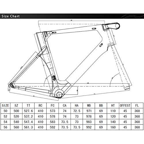  Tideace Super Light Monocoques Carbon Road Bike Frame One-Piece Carbon Fiber Racing Bike Frameset with Stem