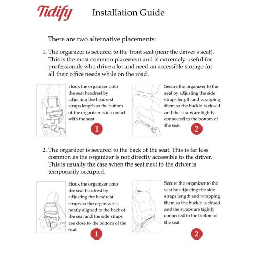  Tidify Car Front Seat Organizer with Dedicated Tablet/Laptop Storage, Stabilizing Side Straps, Soft Adjustable Shoulder Strap and Hardened Buckles - Your Office Away from Office