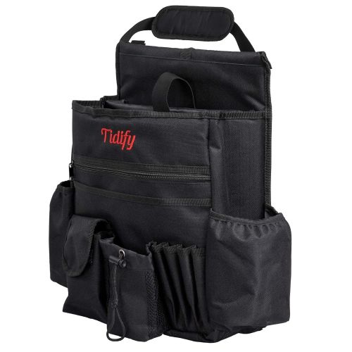  Tidify Car Front Seat Organizer with Dedicated Tablet/Laptop Storage, Stabilizing Side Straps, Soft Adjustable Shoulder Strap and Hardened Buckles - Your Office Away from Office