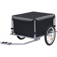 Tidyard Bike Cargo Trailer with Foldable Drawbar and Removable Cargo Compartment 2 Wheels Quick-Release Bike Wagon Trailer 53.5 x 28.3 x 22.8 in Black and Gray