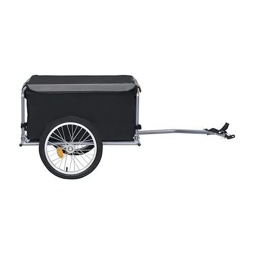  Tidyard Bike Cargo Trailer with Foldable Drawbar and Removable Cargo Compartment 2 Wheels Quick-Release Bike Wagon Trailer 53.5 x 28.3 x 22.8 in Black and Gray