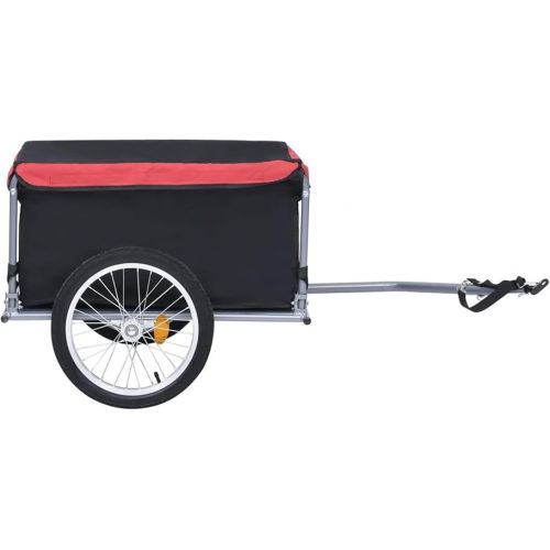  Tidyard Bike Cargo Trailer with Foldable Drawbar and Removable Cargo Compartment 2 Wheels Quick-Release Bike Wagon Trailer 53.5 x 28.3 x 22.8 Inches (L x W x H)