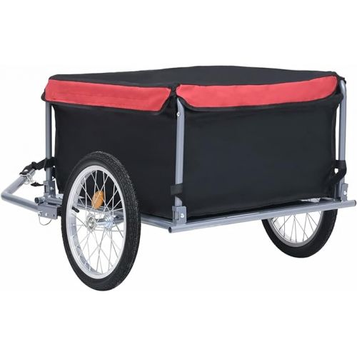  Tidyard Bike Cargo Trailer with Foldable Drawbar and Removable Cargo Compartment 2 Wheels Quick-Release Bike Wagon Trailer 53.5 x 28.3 x 22.8 Inches (L x W x H)