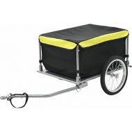 Tidyard Bike Cargo Trailer with Foldable Drawbar and Removable Cargo Compartment 2 Wheels Quick-Release Bike Wagon Trailer 53.5 x 28.3 x 22.8 in Black and Yellow