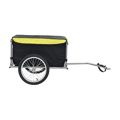  Tidyard Bike Cargo Trailer with Foldable Drawbar and Removable Cargo Compartment 2 Wheels Quick-Release Bike Wagon Trailer 53.5 x 28.3 x 22.8 in Black and Yellow