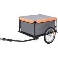 Tidyard Bike Cargo Trailer with Foldable Drawbar and Removable Cargo Compartment 2 Wheels Quick-Release Bike Wagon Trailer 53.5 x 28.3 x 22.8 in Gray and Orange