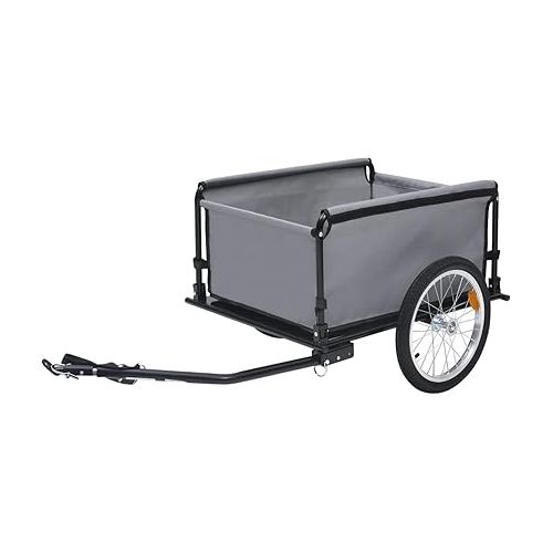  Tidyard Bike Cargo Trailer with Foldable Drawbar and Removable Cargo Compartment 2 Wheels Quick-Release Bike Wagon Trailer 53.5 x 28.3 x 22.8 in Gray and Orange