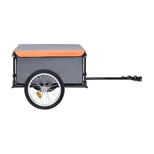  Tidyard Bike Cargo Trailer with Foldable Drawbar and Removable Cargo Compartment 2 Wheels Quick-Release Bike Wagon Trailer 53.5 x 28.3 x 22.8 in Gray and Orange