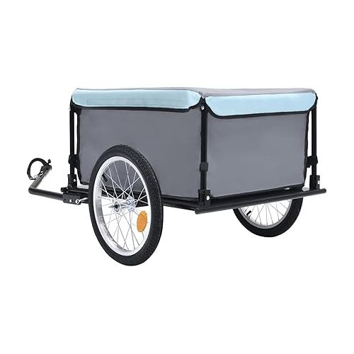  Tidyard Bike Cargo Trailer with Foldable Drawbar and Removable Cargo Compartment 2 Wheels Quick-Release Bike Wagon Trailer 53.5 x 28.3 x 22.8 in Black and Blue