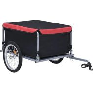 Tidyard Bike Cargo Trailer with Foldable Drawbar and Removable Cargo Compartment 2 Wheels Quick-Release Bike Wagon Trailer 53.5 x 28.3 x 22.8 in Black and red