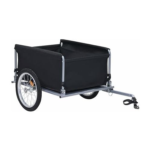  Tidyard Bike Cargo Trailer with Foldable Drawbar and Removable Cargo Compartment 2 Wheels Quick-Release Bike Wagon Trailer 53.5 x 28.3 x 22.8 in Black and red