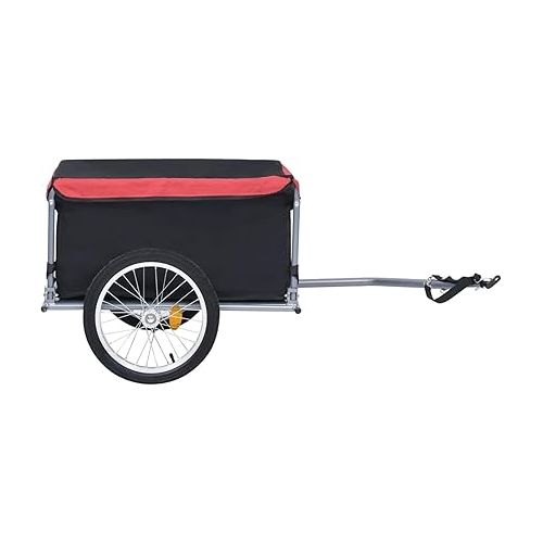  Tidyard Bike Cargo Trailer with Foldable Drawbar and Removable Cargo Compartment 2 Wheels Quick-Release Bike Wagon Trailer 53.5 x 28.3 x 22.8 in Black and red