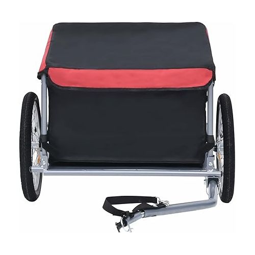  Tidyard Bike Cargo Trailer with Foldable Drawbar and Removable Cargo Compartment 2 Wheels Quick-Release Bike Wagon Trailer 53.5 x 28.3 x 22.8 in Black and red