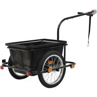 Tidyard Bike Cargo Trailer with Drawbar and 2 Handles Wheelde Steel Frame Bike Cargo Trailer Black