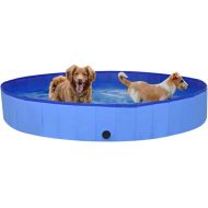 Tidyard Foldable Dog Bath Swimming Pool PVC Collapsible Pet Bathing Tub Portable Large Small Cat Dog Pet Bathtub for Indoor and Outdoor Blue 78.7 x 11.8 Inches (Diameter x H)