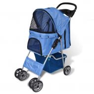 Tidyard Folding Pet Stroller Dog/Cat Travel Carrier with 4 Wheel Weather-Resistant Blue/Red 14.6inch x 31.5inch x 38.9inch (W x D x H)