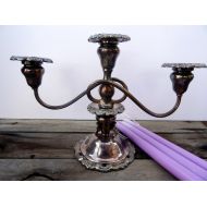 TiesofMyFather Vintage Silver Plate Baroque Candelabra, By Wallace, Baroque 3 Light Candelabra Which Converts To A Single Candle Holder