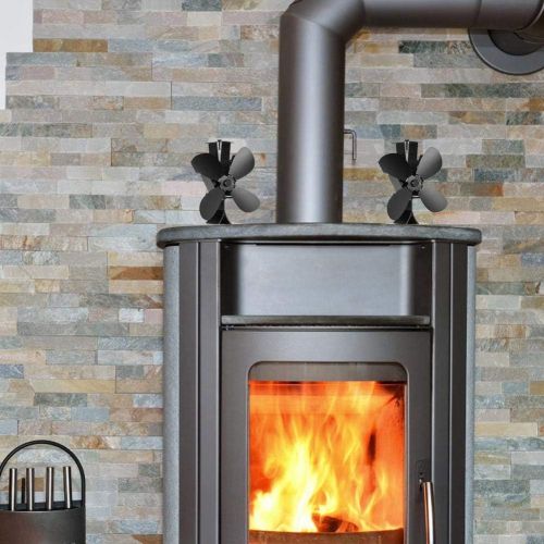  tiezhi 4 Blade Fireplace Fan, 7.48x7.67 inch Heat Powered Stove Fan for Wood/Log Burner/Fireplace More Warm air Than 2 Blade Fan Eco Friendly Circulating Warm air Saving Fuel Effic