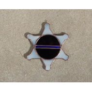 TiffanyThis Stained Glass, Gift, Thin Blue Line, Sun Catcher, Law Enforcement, Star Suncatcher, Black and Blue, Glass Police Badge