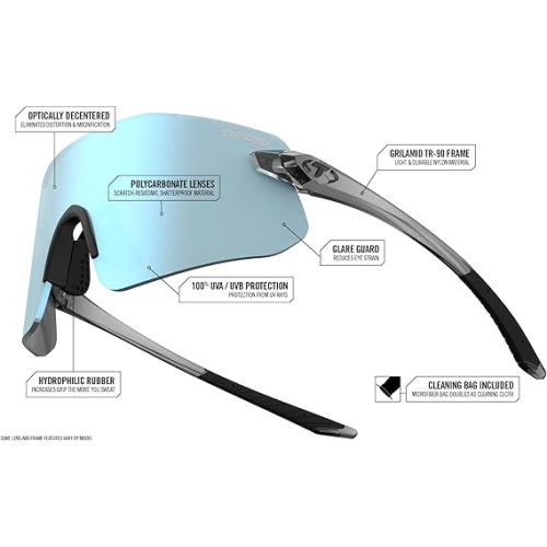  Tifosi Vogel SL Sport Sunglasses Men & Women - Ideal For Baseball, Cycling, Cricket, Golf, Hiking, Running