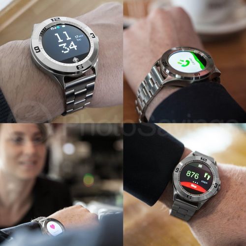  Tiger Smartwatch Stainless Steel Silver with Touch Screen for AndroidIOS, with Microphone and Speaker