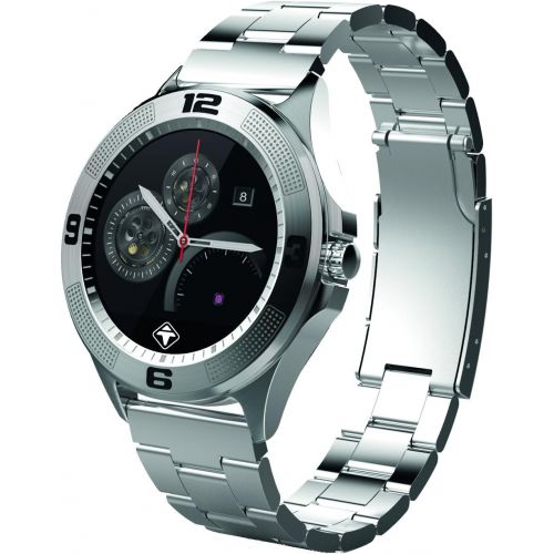  Tiger Smartwatch Stainless Steel Silver with Touch Screen for AndroidIOS, with Microphone and Speaker