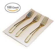 Tiger Chef TigerChef 0026-3622@100CT Modern Plastic Fork, Plastic, Gold (Pack of 100)
