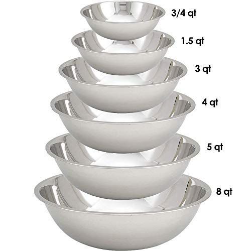  Tiger Chef Stainless Steel Mixing Bowls Set for Kitchen - Nesting Prep Bowls (Set of 6)