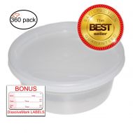 Tiger Chef, 360-Pack 8 Ounce, Deli Containers with Lids and Dissolvable Freezer Labels, Take-Out Food Storage Containers Leak Proof, Microwave, Freezer and Dishwasher Safe - BPA-Fr