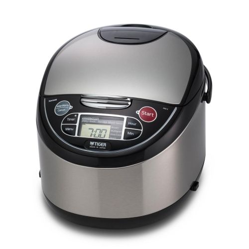  Tiger Corporation Tiger JAX-T18U-K 10-Cup (Uncooked) Micom Rice Cooker with Food Steamer & Slow Cooker, Stainless Steel Black