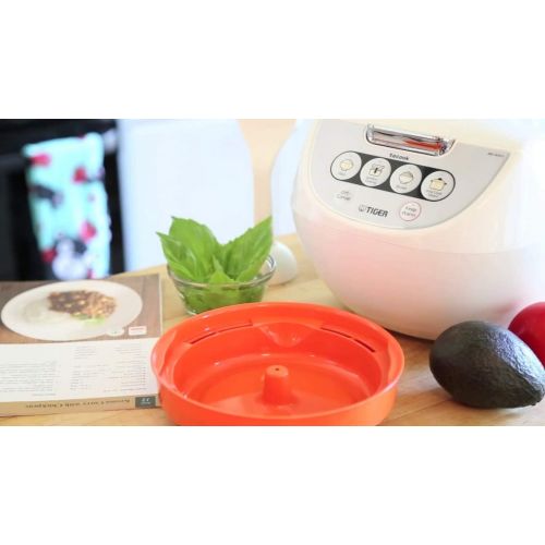  [아마존베스트]Tiger Corporation TIGER JBV-A10U 5.5-Cup (Uncooked) Micom Rice Cooker with Food Steamer Basket, White